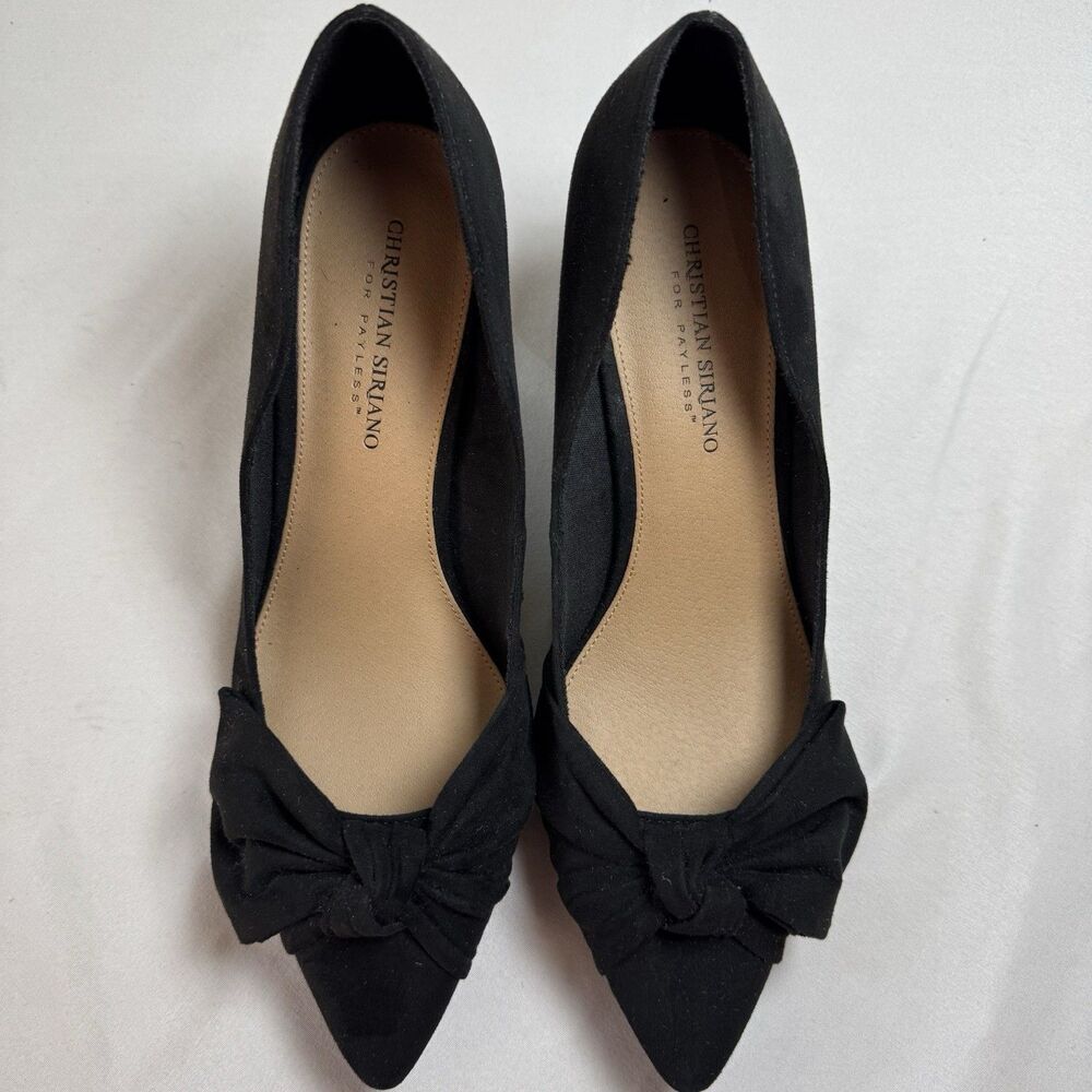 Christian Siriano Black Bow Pointed Toe Flats Womens Size 10 Dress Shoes